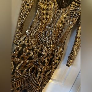 Custom Gold & Black Sequin Dress